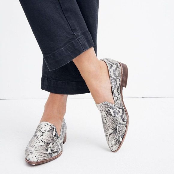 Madewell The Frances‎ Leather Loafer slip on Stamped Snake classic old money 7M - Picture 1 of 10